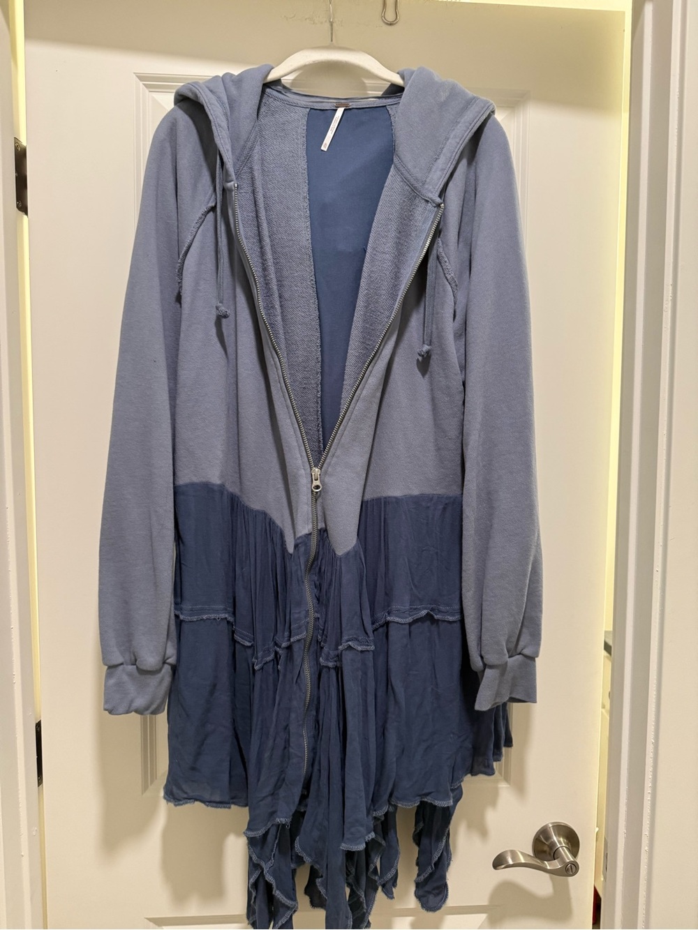 Free People Hooded Zip “Moon Dust Cardi
Washed Denim Blue